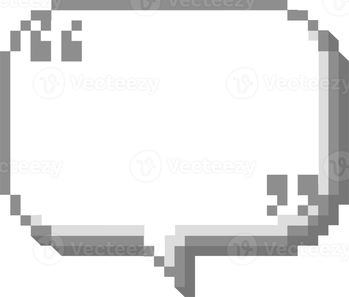 3d 8 bit retrò gioco pixel discorso bolla Palloncino con Quotazione marchio, icona etichetta promemoria parola chiave progettista testo scatola bandiera png
