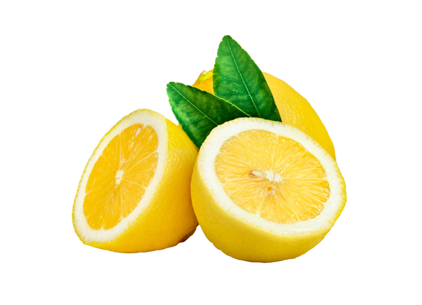 Lemon with leaf isolated png