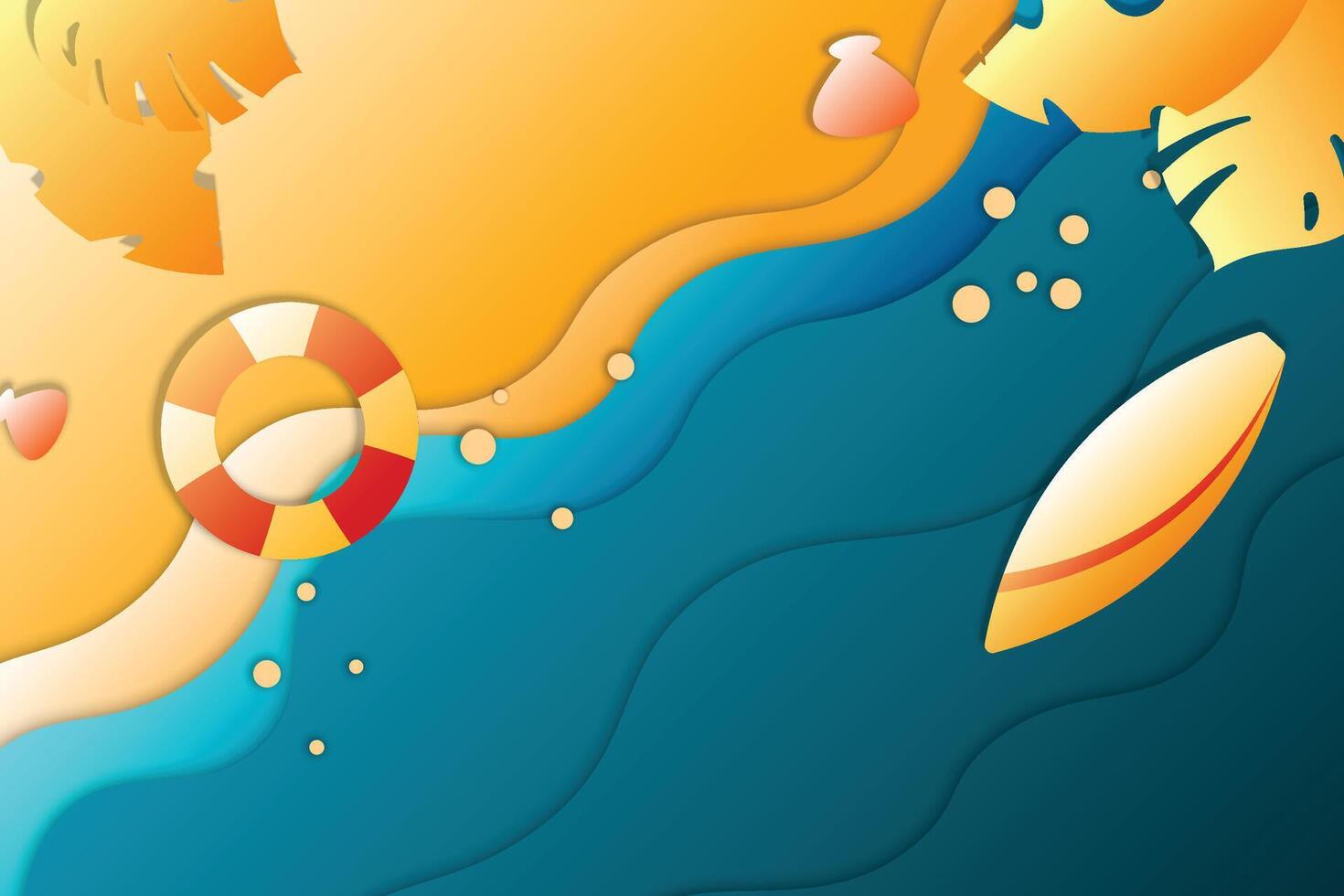 Summer time background with paper style. vector