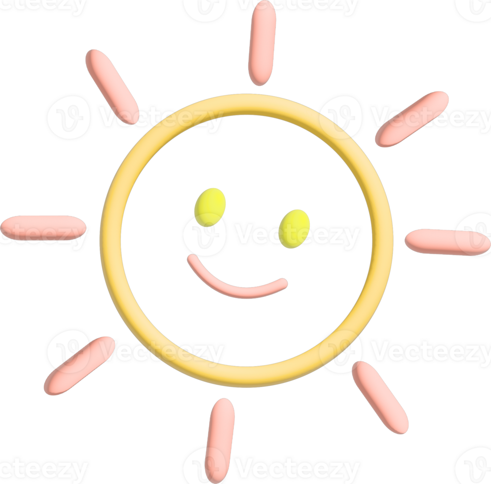Cute Sun 3d element png