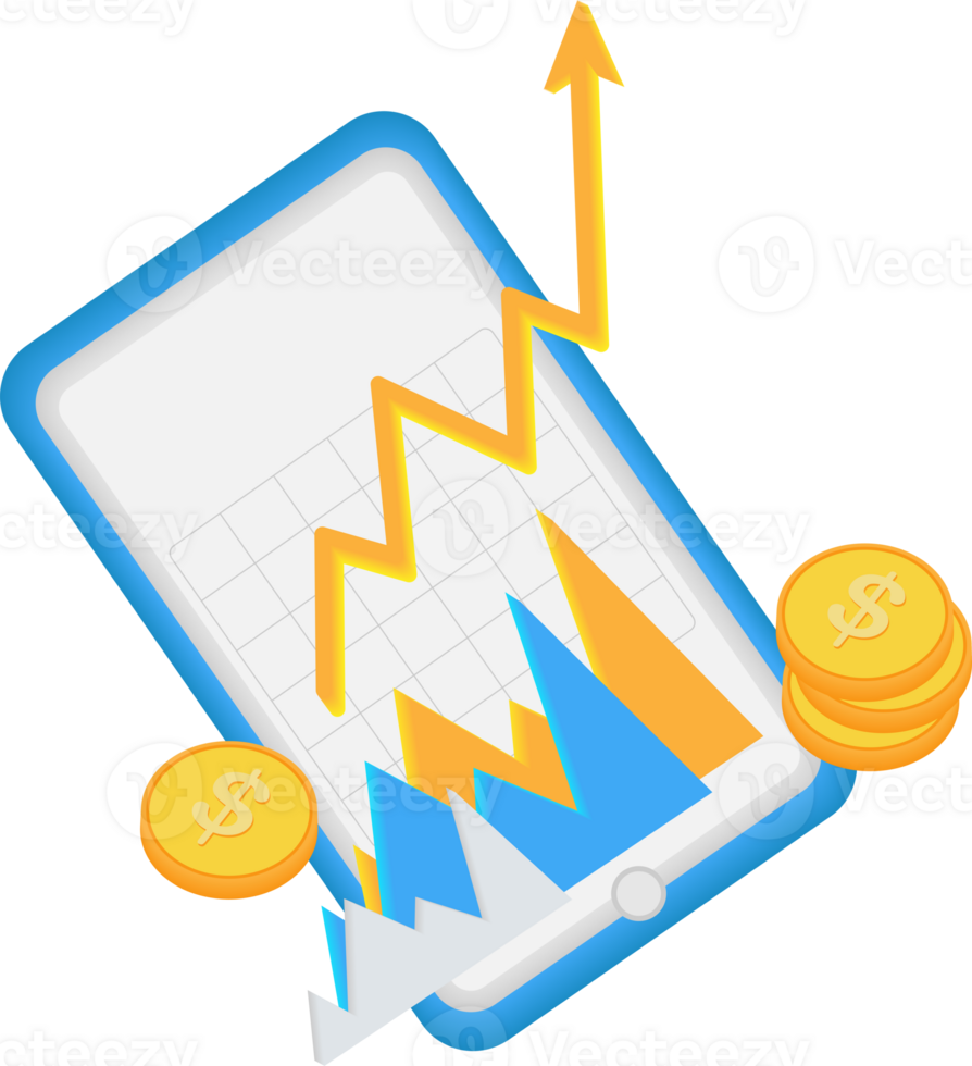 Diagram stock marknadsföra, mynt 3d element png