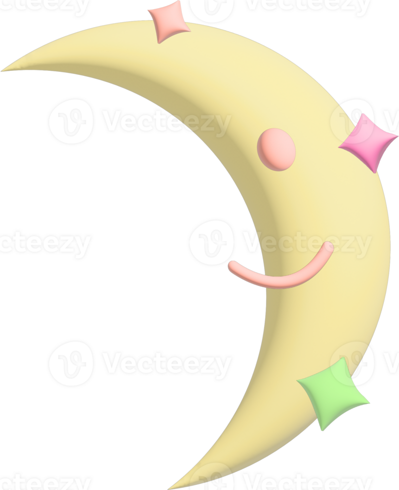 Cute Moon 3d element png