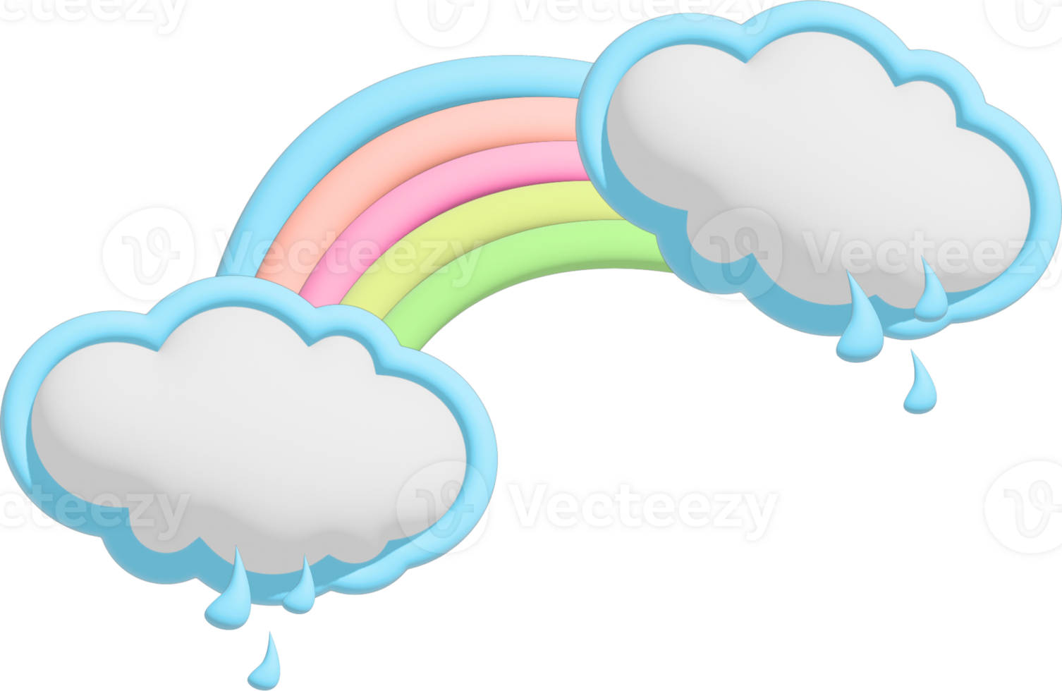 Cute Rainbow Cloud 3d element png