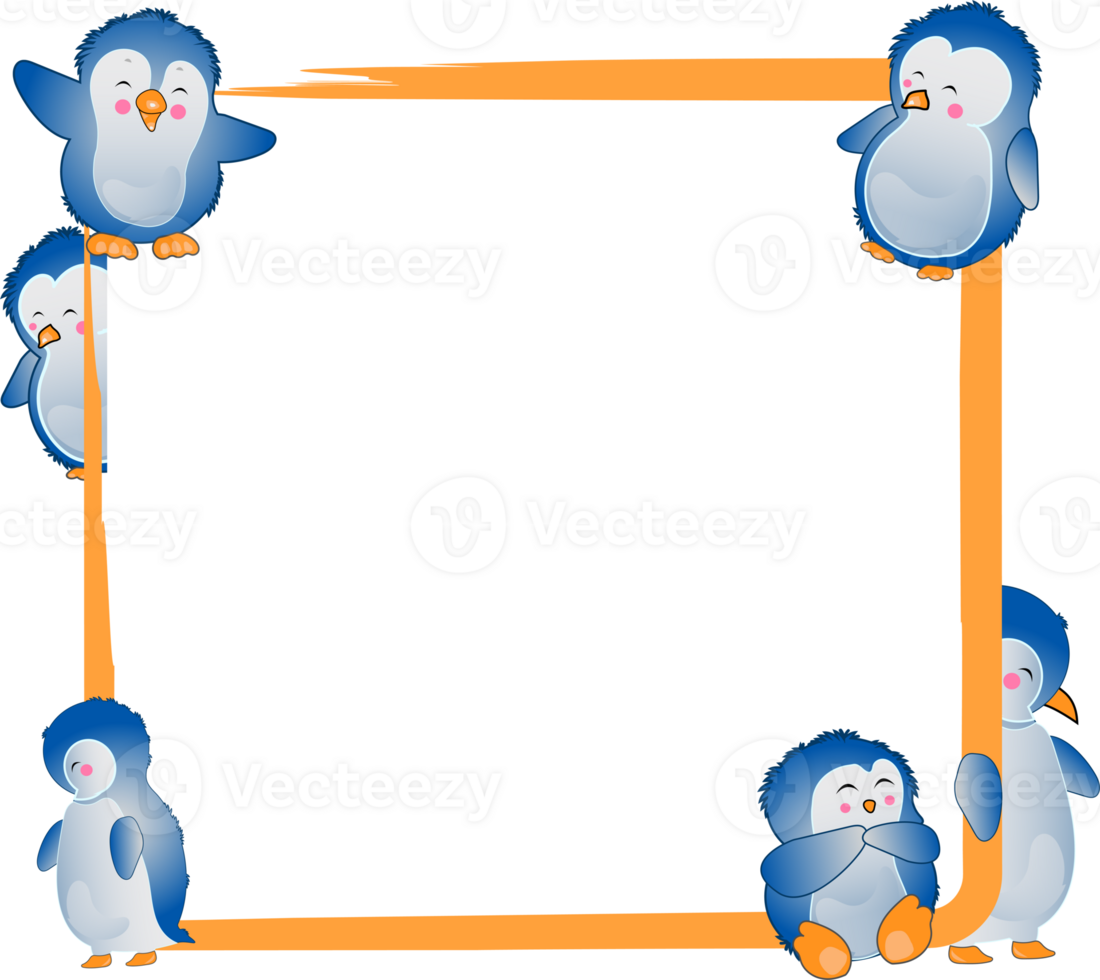 Cute cartoon Penguin Frame png