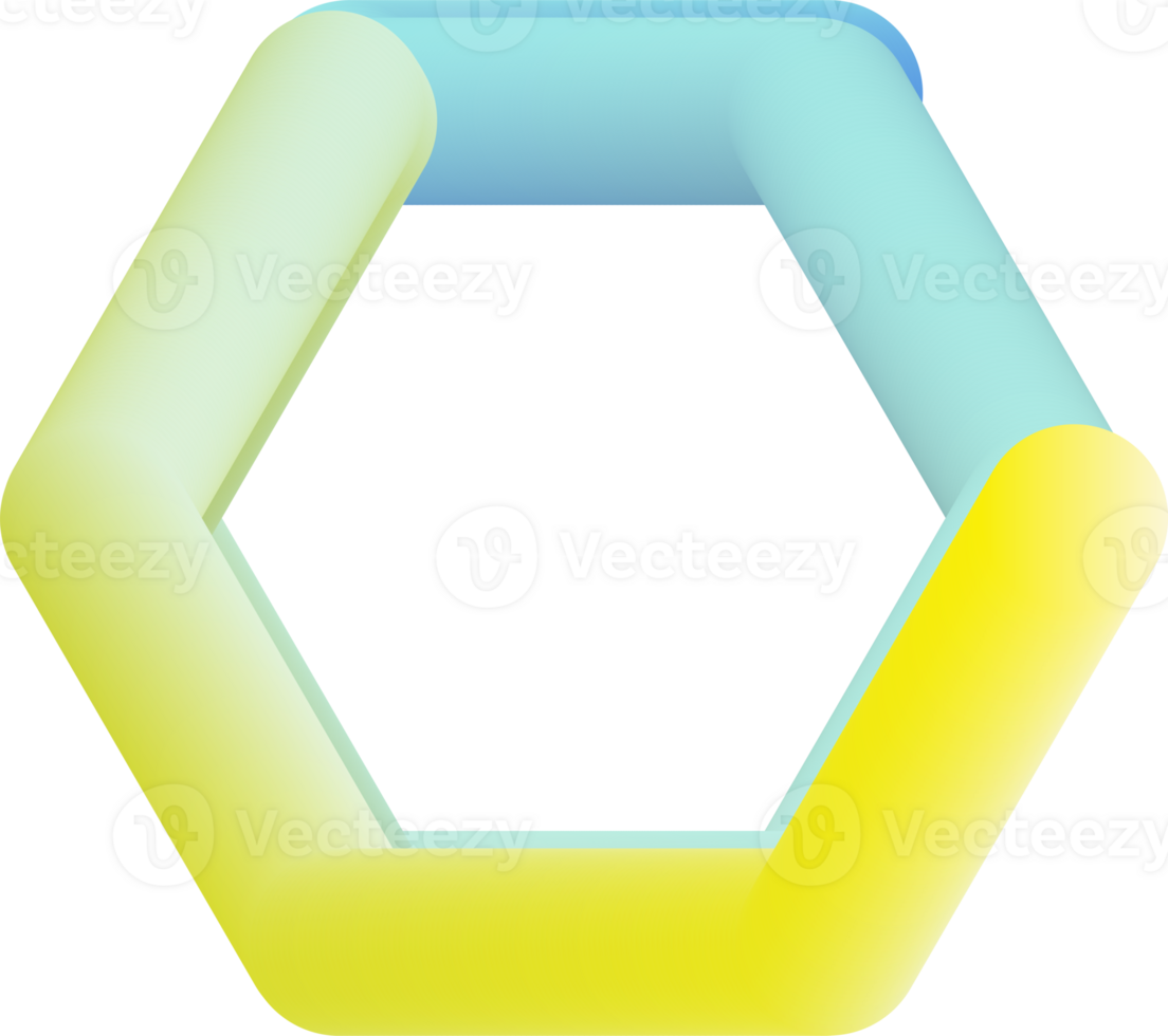 3D Hexagon Geometric shape png