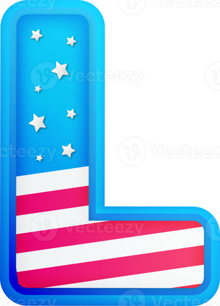 USA Text Effect Alphabet Lettering L png