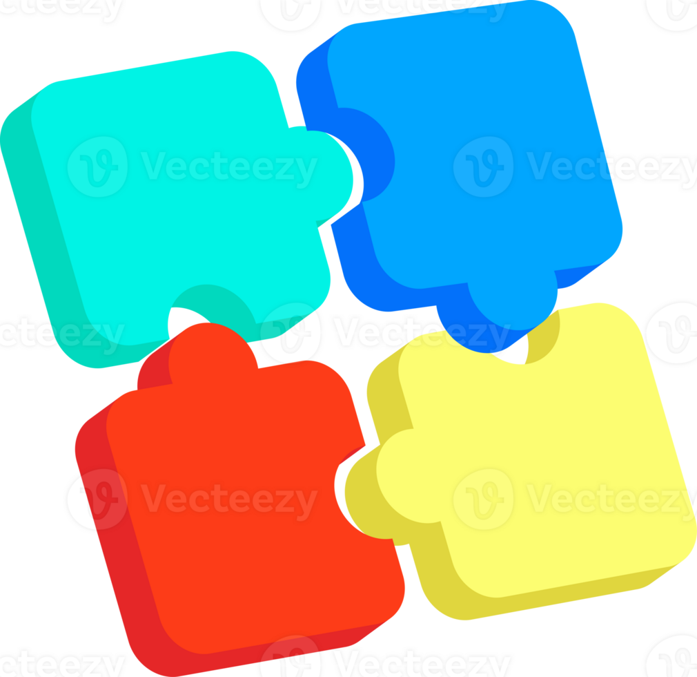 Puzzle Block Flat 3D Illustration png