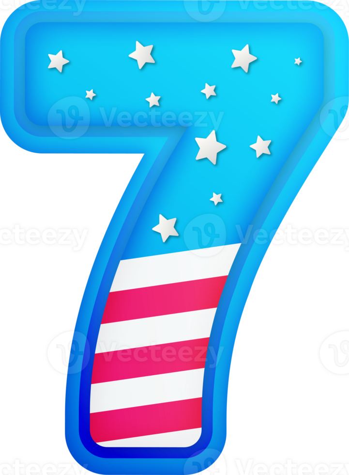 USA Text Effect Alphabet Lettering Number 7 png