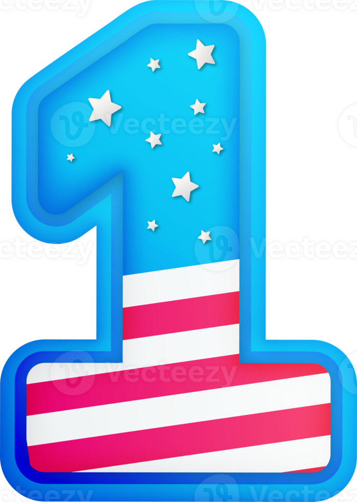 USA Text Effect Alphabet Lettering Number 1 png