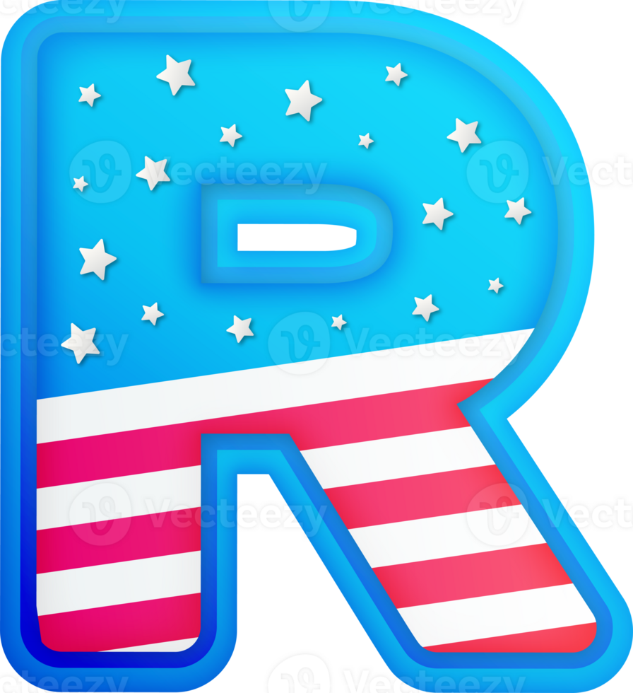 USA Text Effect Alphabet Lettering R png