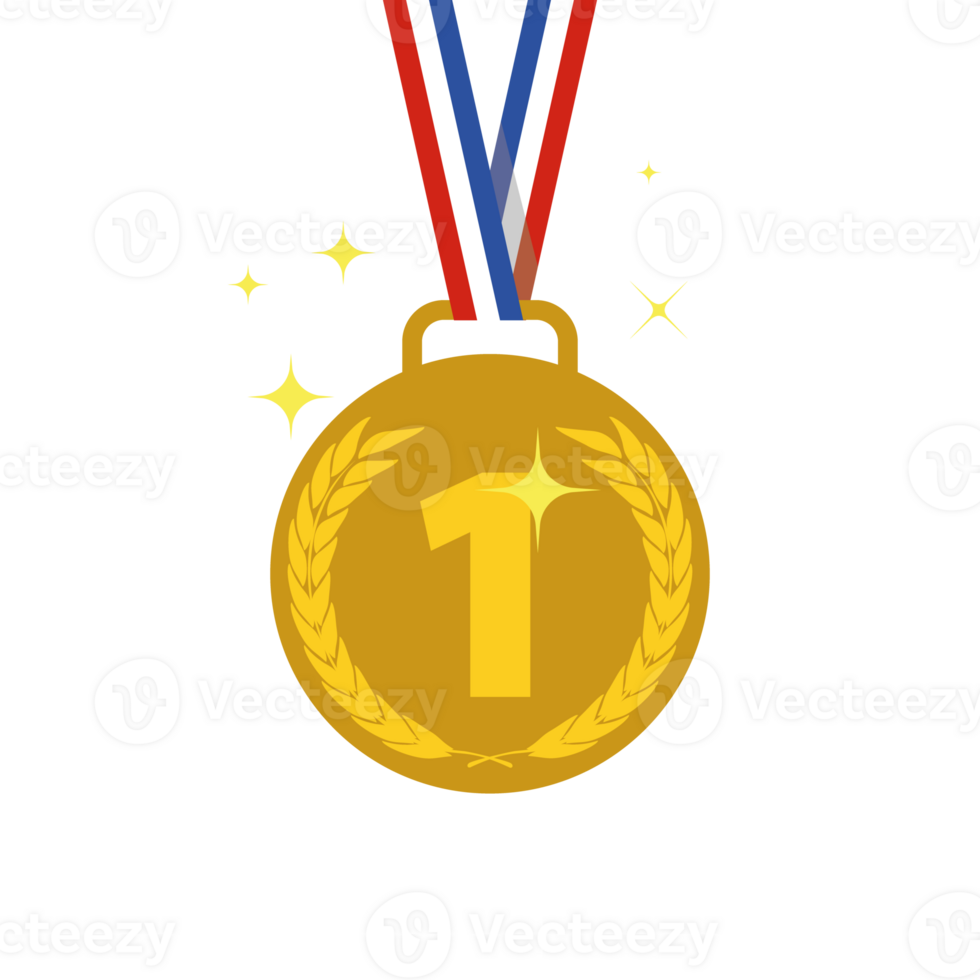 guld medalj med tricolor band png