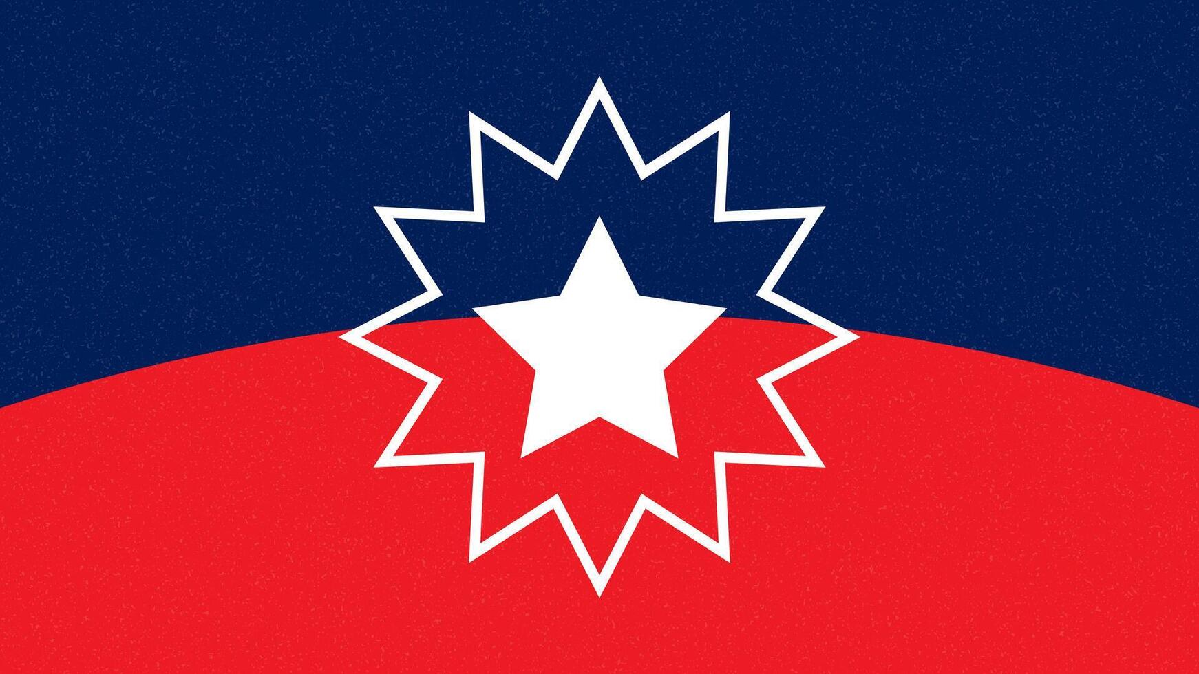 Juneteenth flag Freedom Day symbol since 1865. White star and surrounding star-burst on red and blue vector