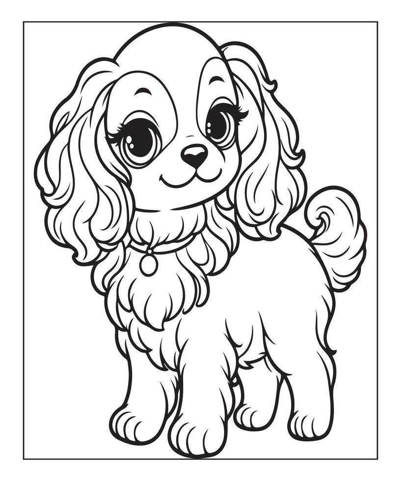 dog coloring page for kids vector
