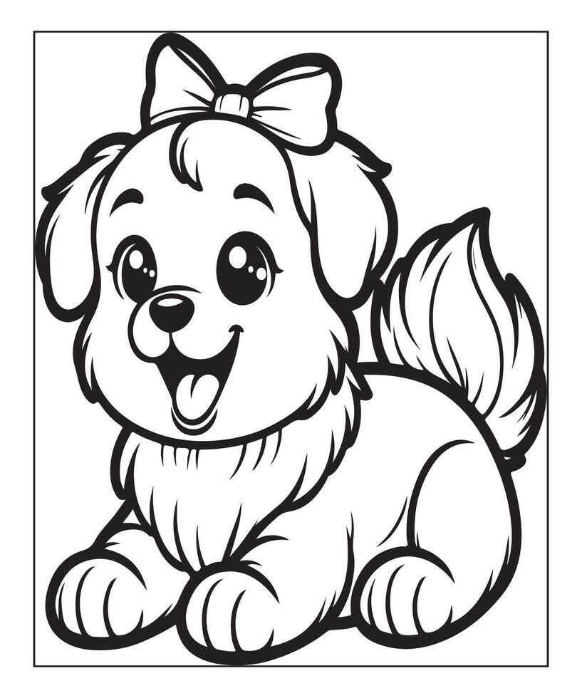 dog coloring page for kids vector