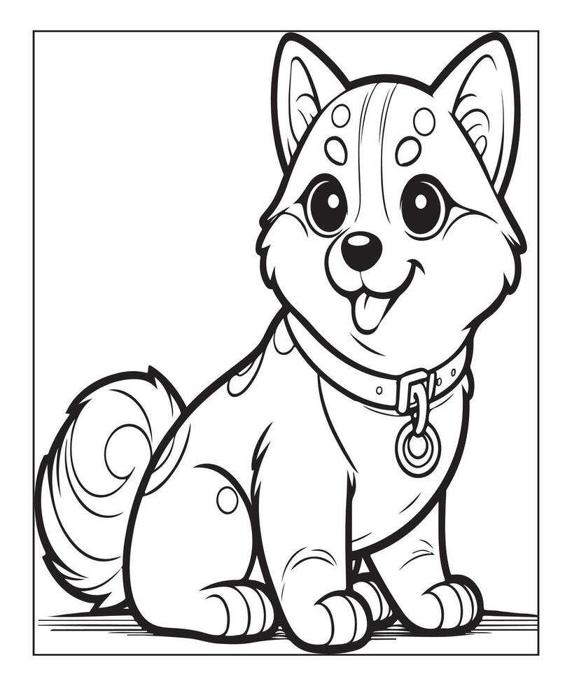 dog coloring page for kids vector