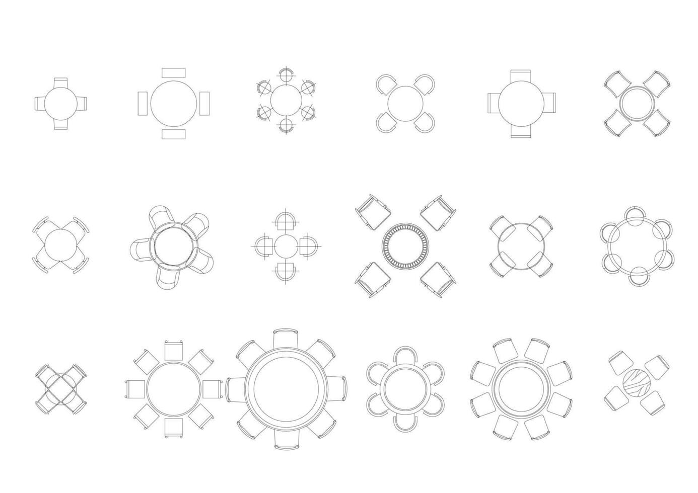 furniture icon interior plan view top set architecture house table line home outline apartment collection isolated layout design project blueprint. vector