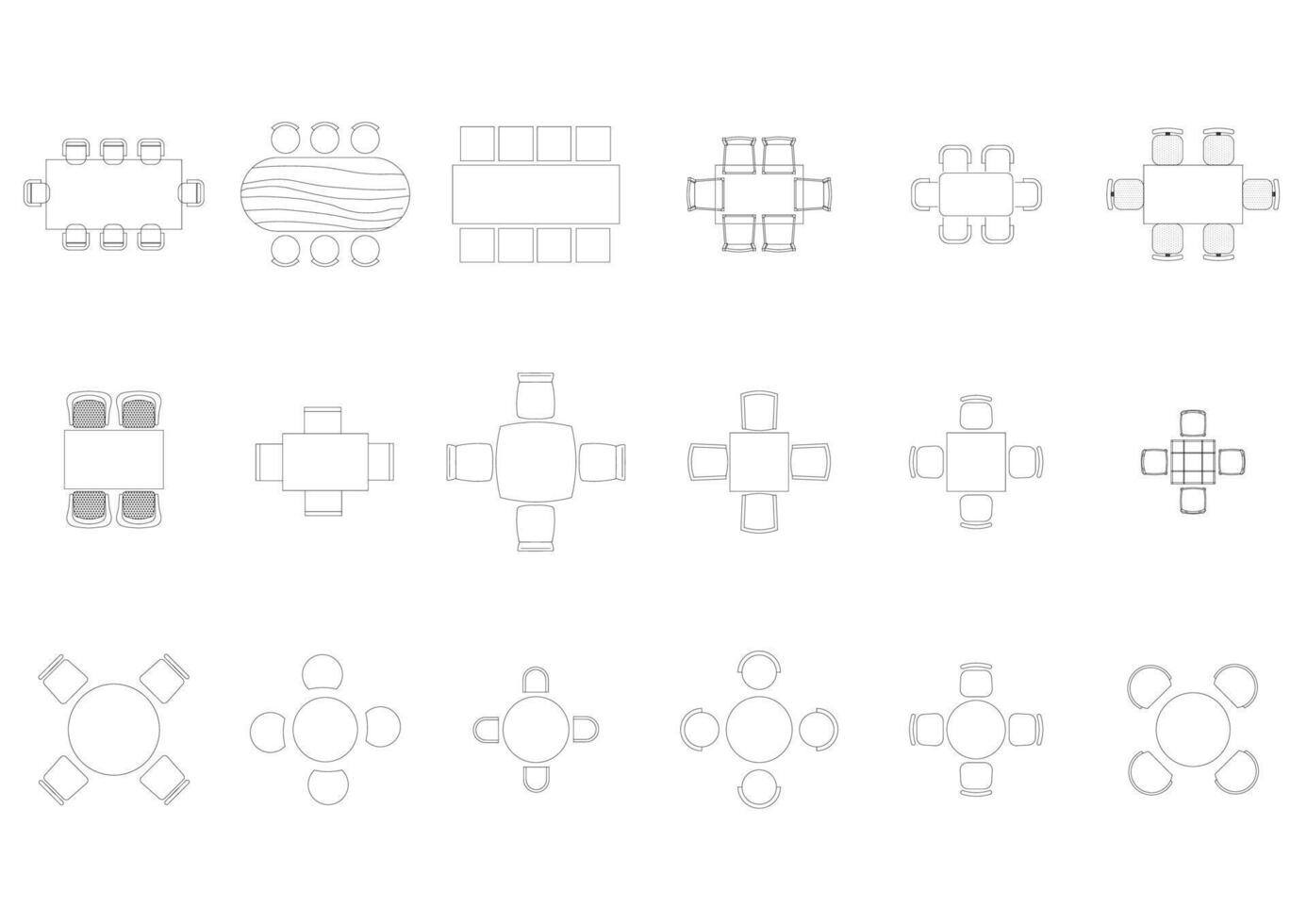 furniture icon interior plan view top set architecture house table line home outline apartment collection isolated layout design project blueprint. vector