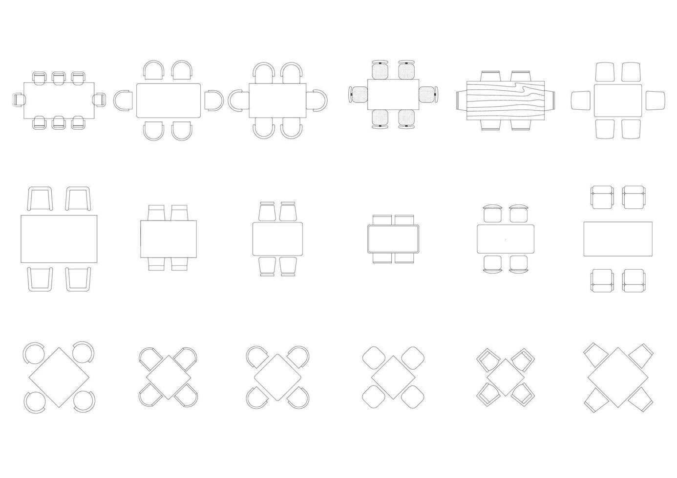 furniture icon interior plan view top set architecture house table line home outline apartment collection isolated layout design project blueprint. vector