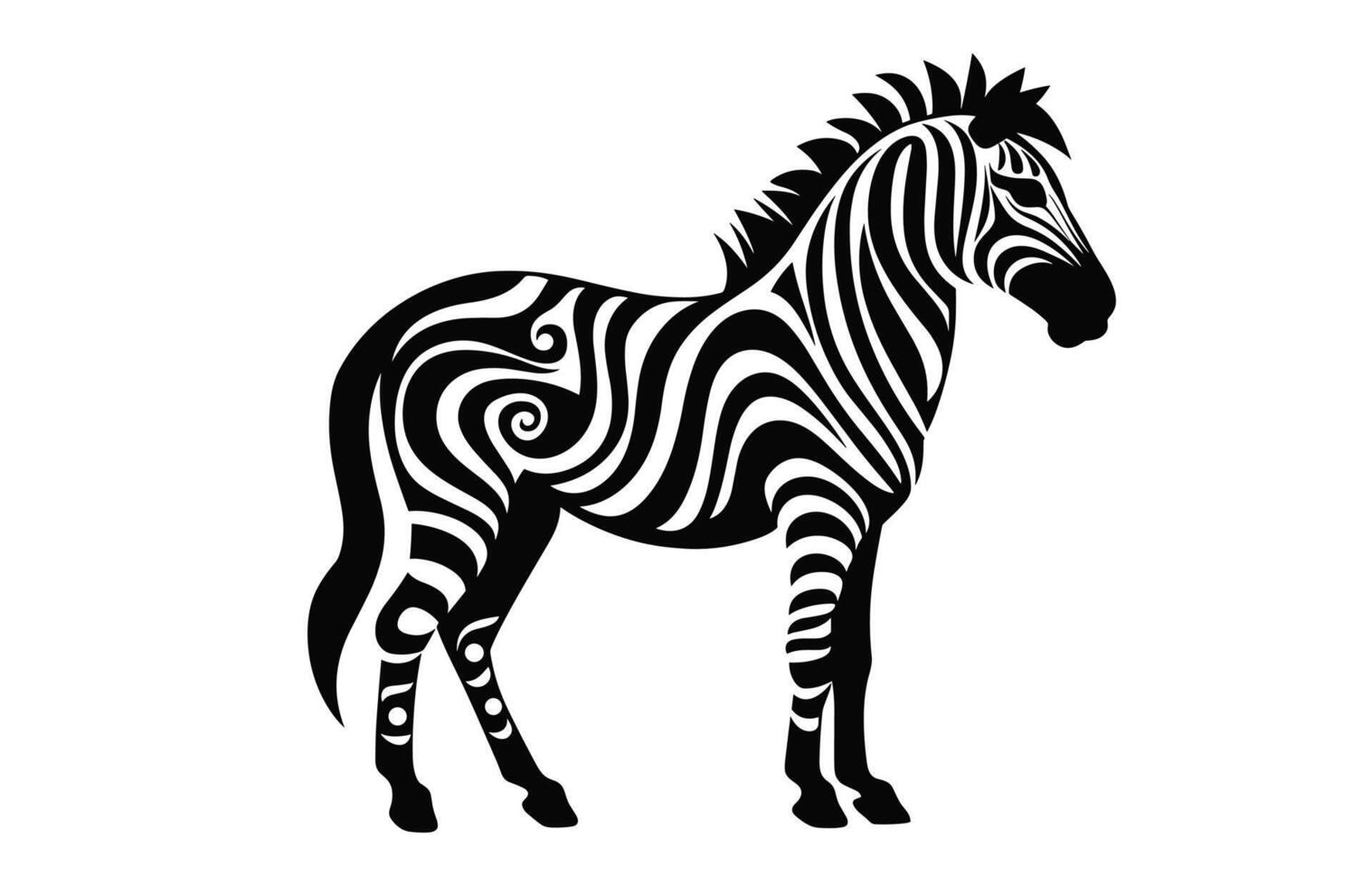 Zebra Mandala Silhouette black and white clipart vector