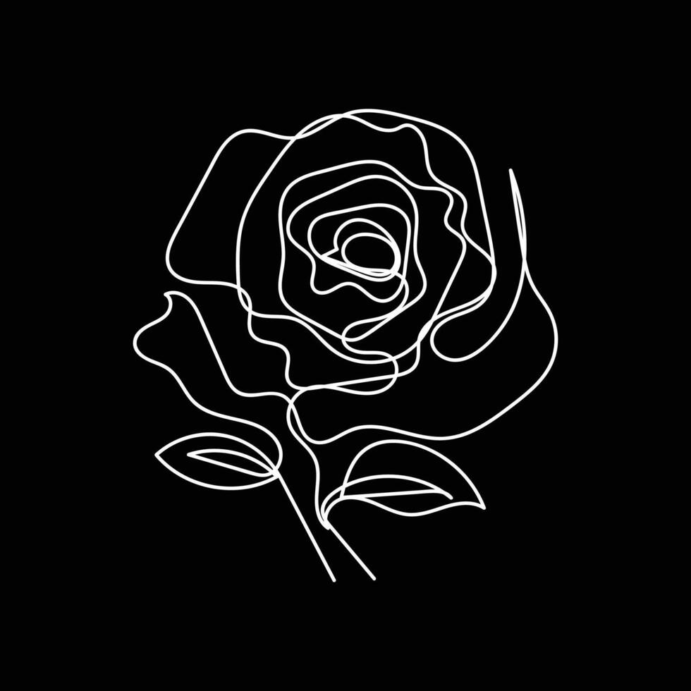 Rosa mínimo diseño mano dibujado uno línea estilo dibujo, Rosa uno línea Arte continuo dibujo, Rosa soltero línea Arte vector