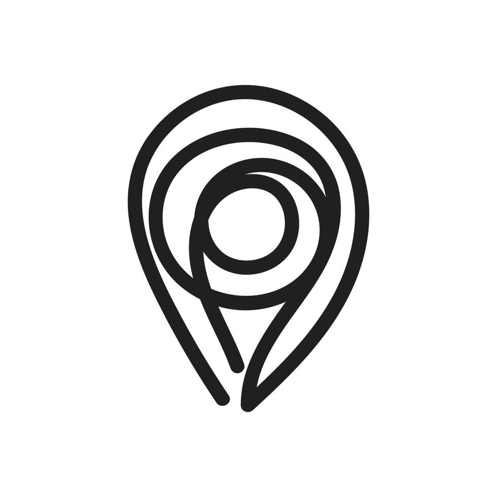 pointer marker location one line art design, logo, icon, template white background vector