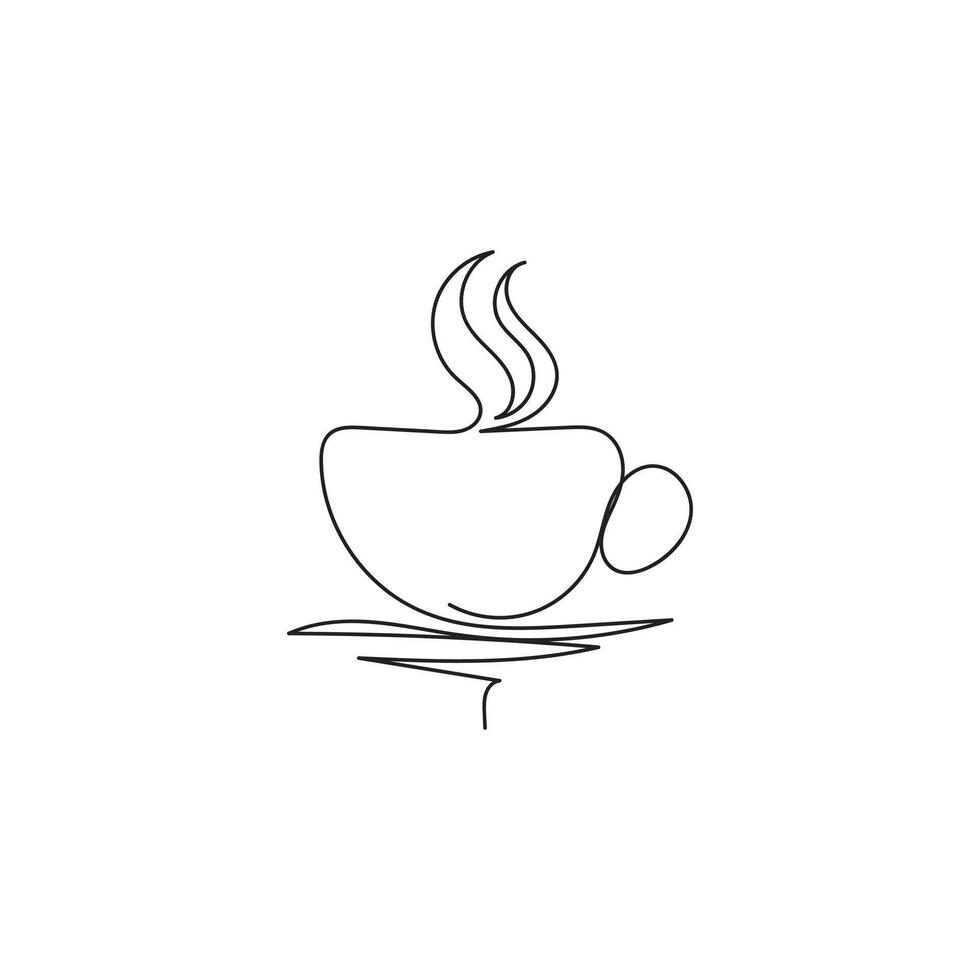 café taza mínimo diseño mano dibujado uno línea estilo dibujo, uno línea Arte continuo dibujo, café taza soltero línea Arte vector