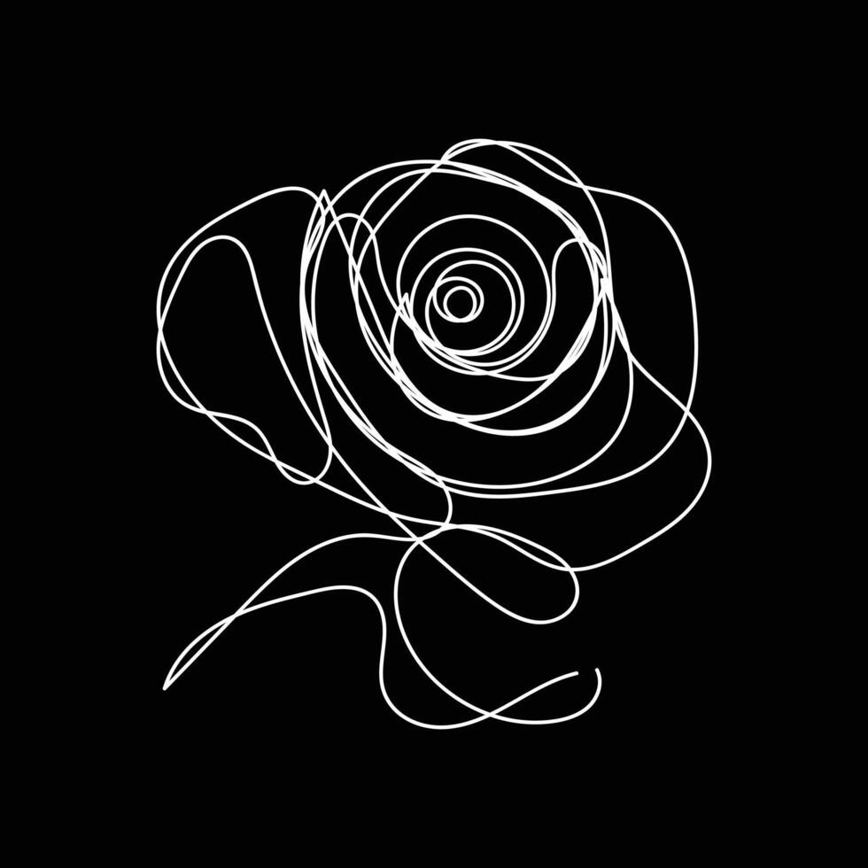 Rosa mínimo diseño mano dibujado uno línea estilo dibujo, Rosa uno línea Arte continuo dibujo, Rosa soltero línea Arte vector