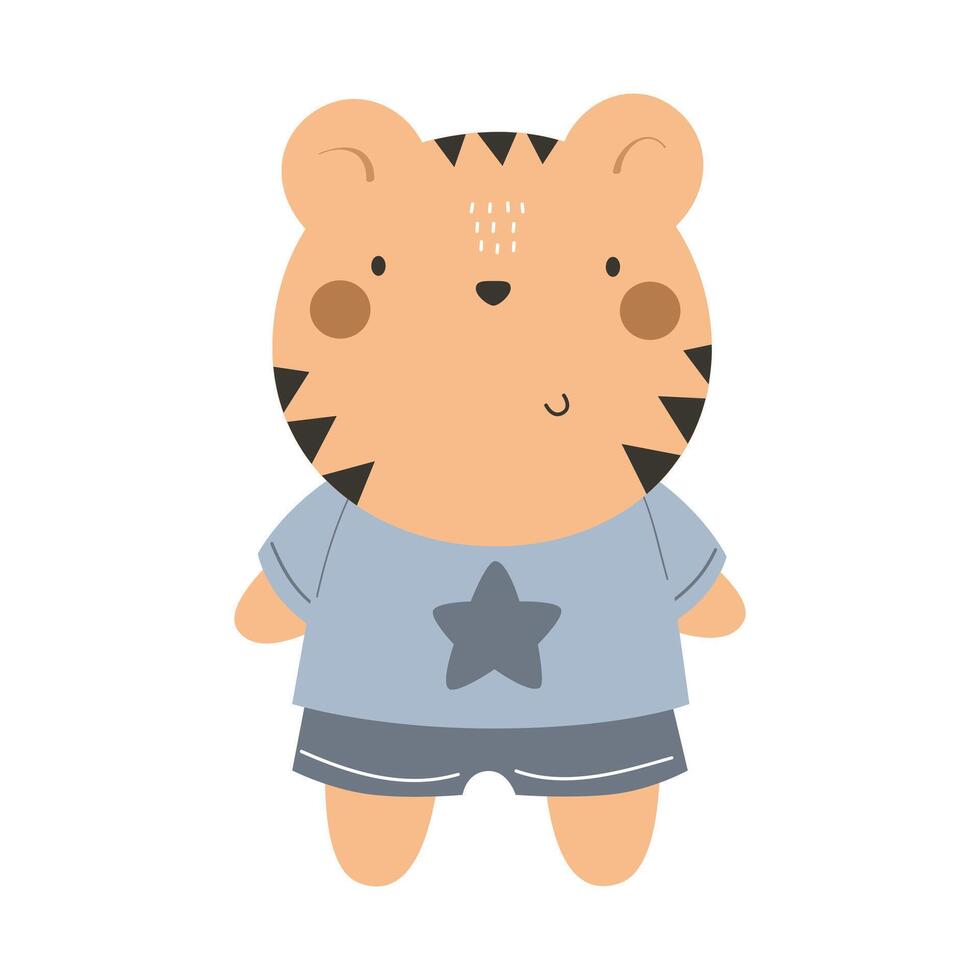 Cute cartoon tiger vector