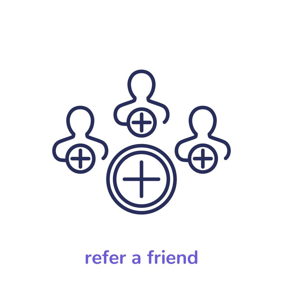 refer a friend line icon, referral program vector