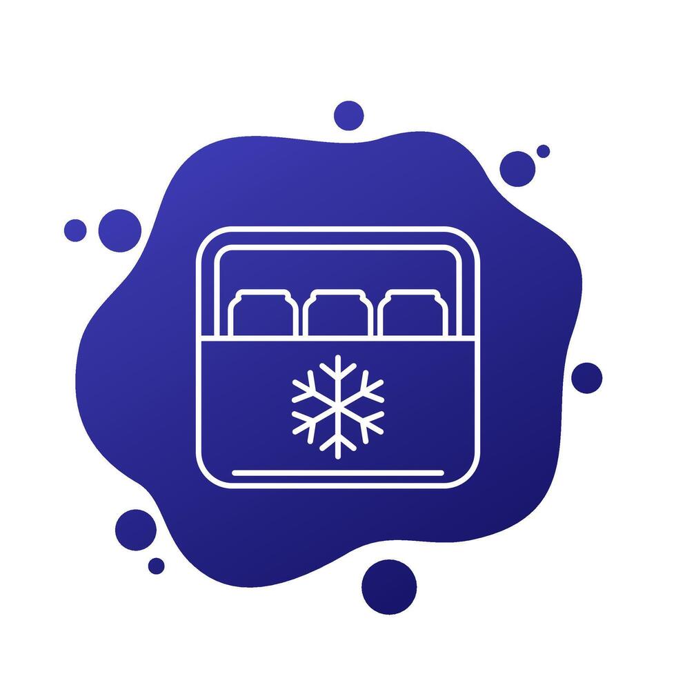 Portable cooler box line icon, vector