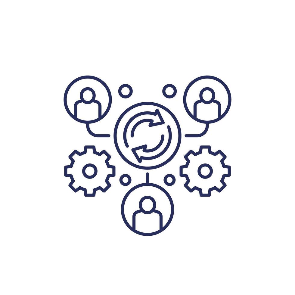 lead generation line icon with customers vector