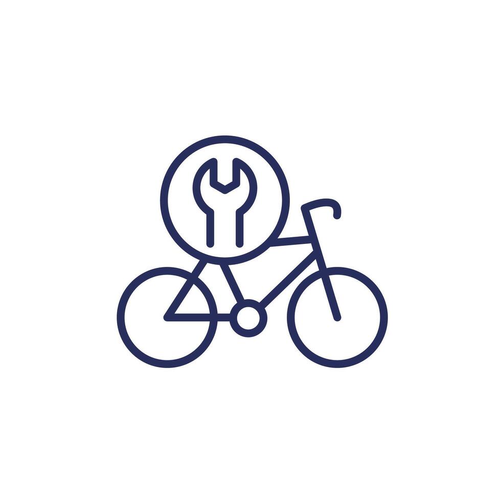 bicycle, bike repair service line icon on white vector