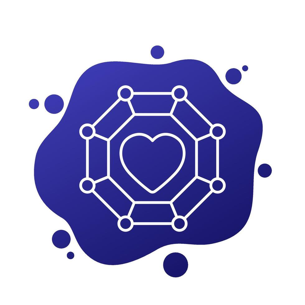 core values icon with a heart, line vector