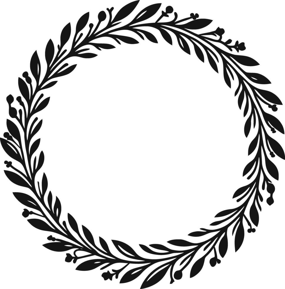 Laurel wreath circle frame isolated on white background. vector