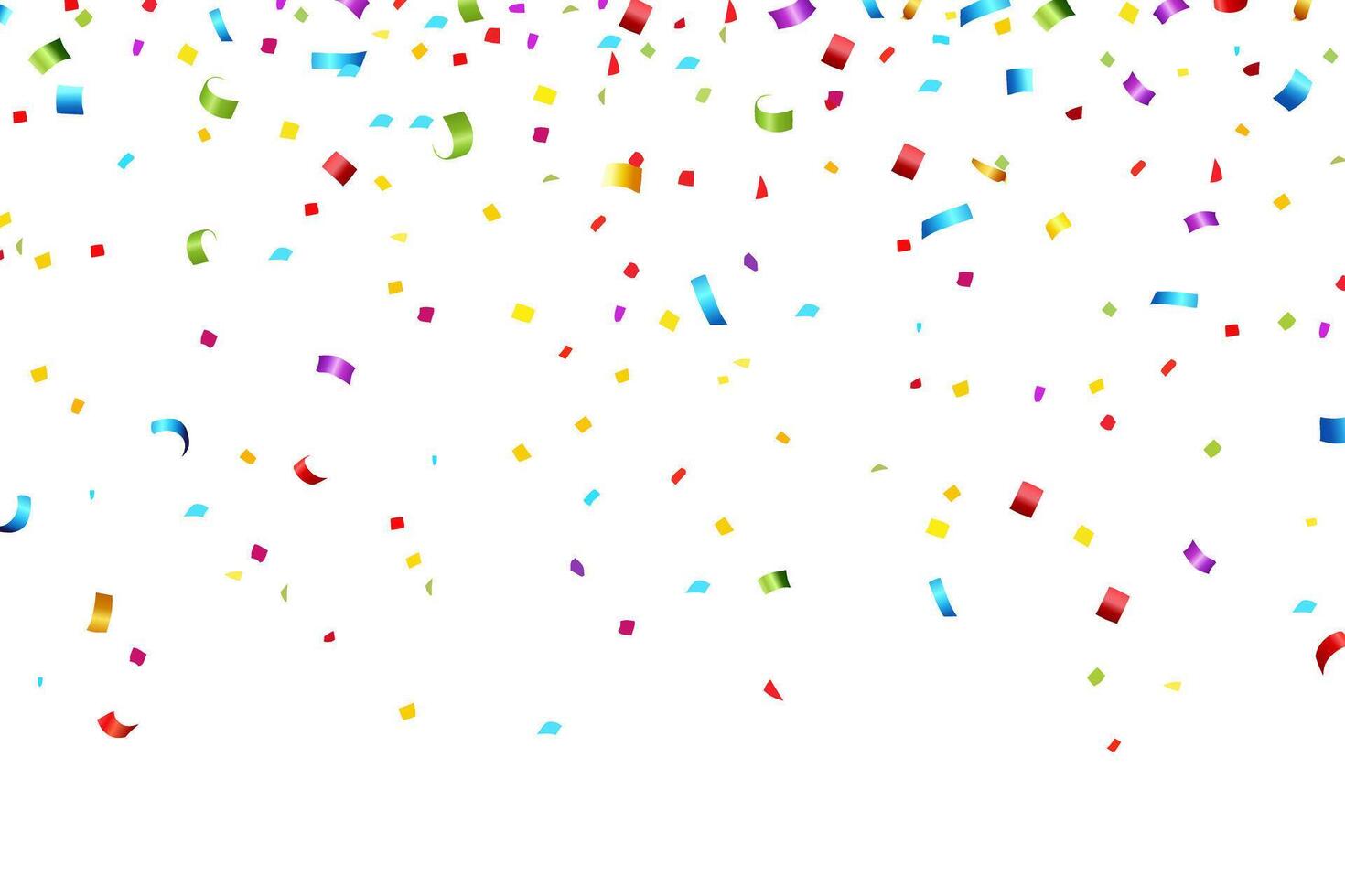Celebration background with colorful confetti and ribbons. vector