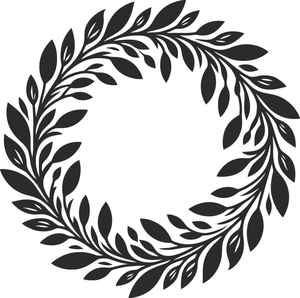 Laurel wreath circle frame isolated on white background. vector