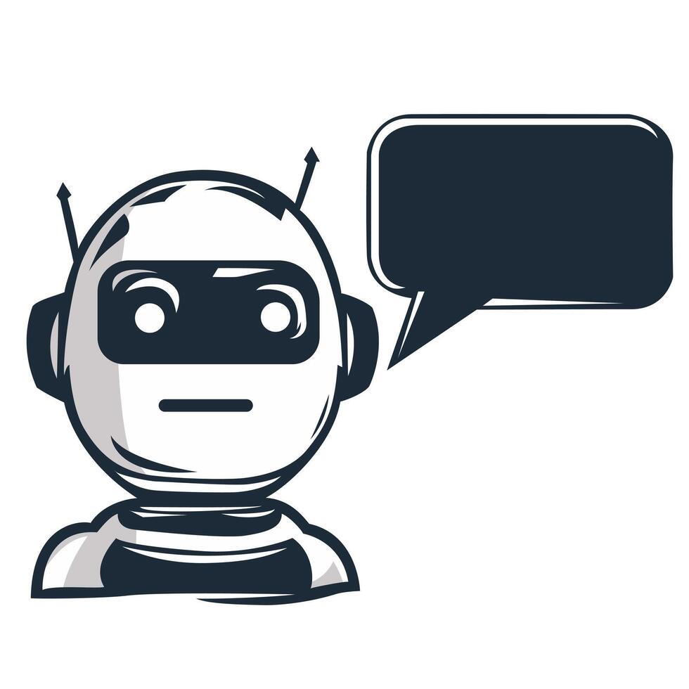 A chat bot icon with a message bubble. Chat bot assistant concept. vector