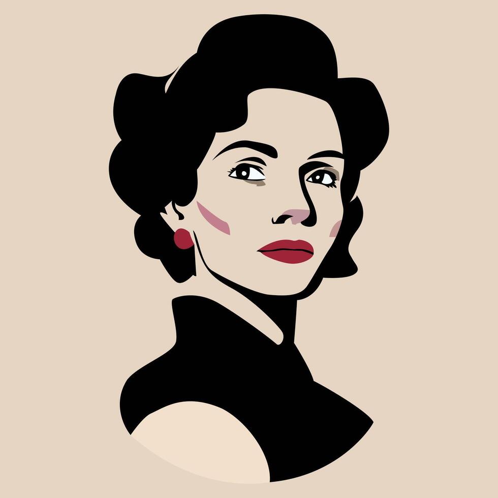 retrato de un mujer con corto cabello. concepto de hermosa retro mujer. vector