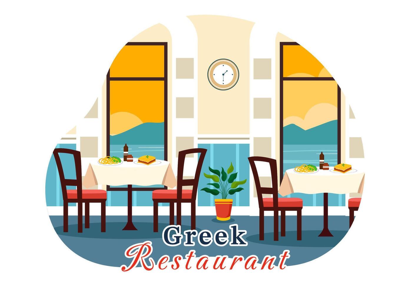 Greek Cuisine Restaurant Illustration with Set Menu Delicious Dishes Traditional or National Food in Flat Cartoon Background Design vector