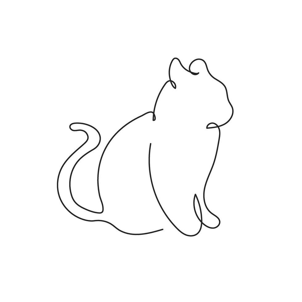 Continuous one line drawing cat. Modern minimalist drawing . illustration vector