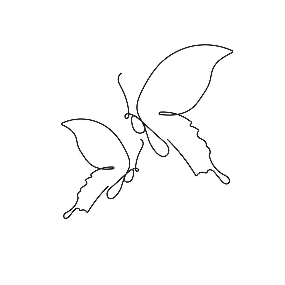 continuo uno línea dibujo de mariposa minimalista moderno dibujo con línea. ilustración vector