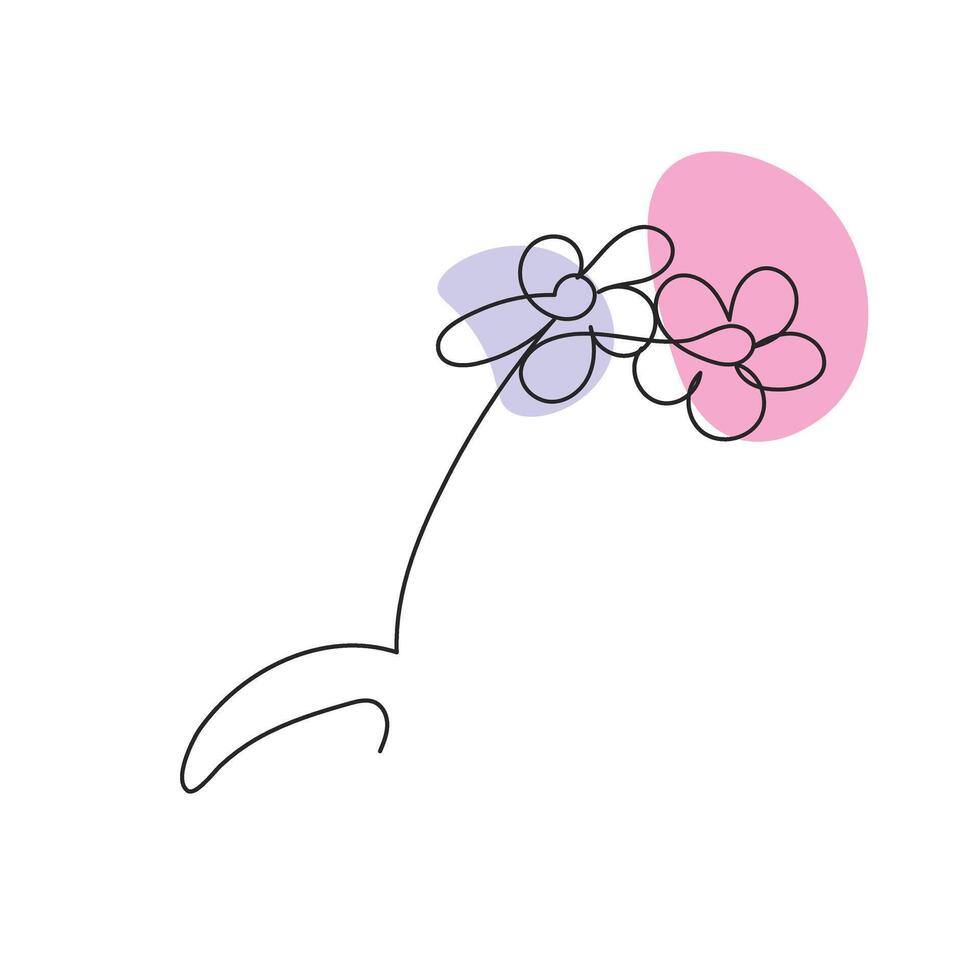 continuo uno línea dibujo de flores, negro y blanco gráficos minimalista lineal ilustración vector