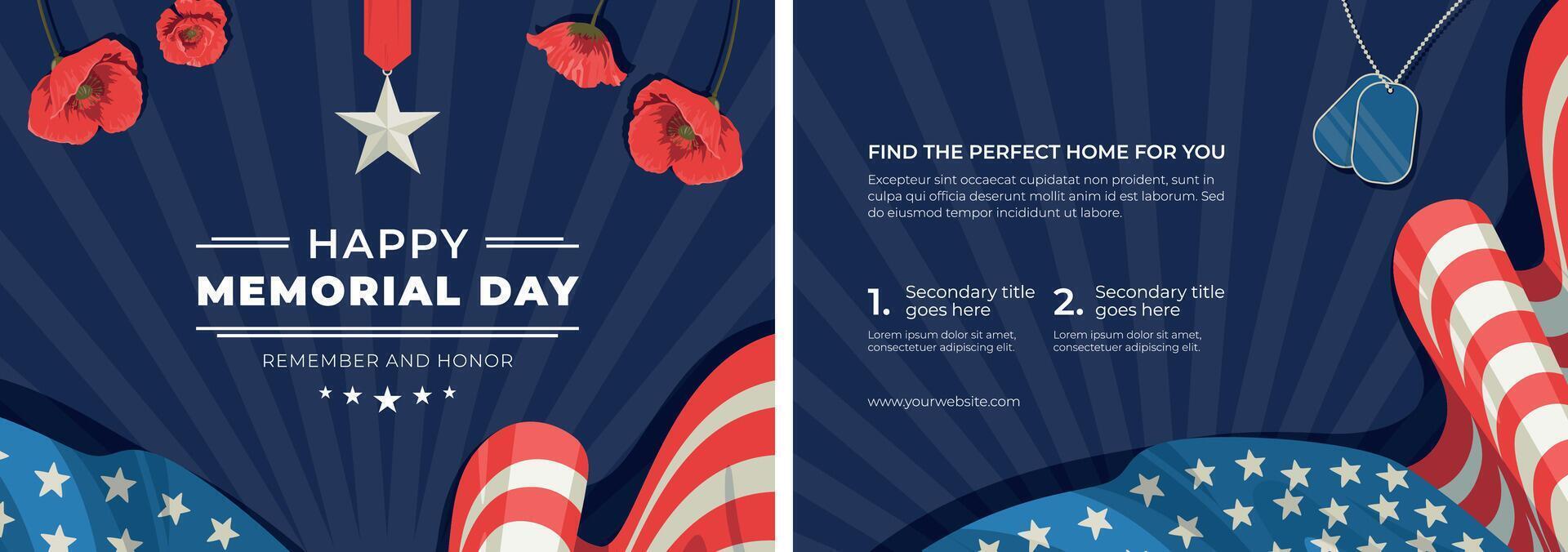 Flat memorial day brochure template vector