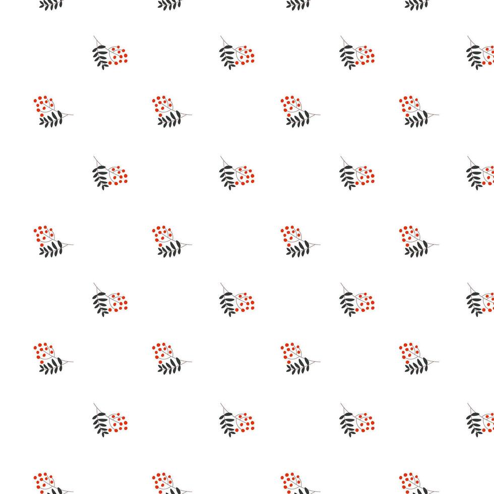 Rowan berry seamless autumn pattern on white background. flat illustration for design, print, textile, fabric, wallpapers vector