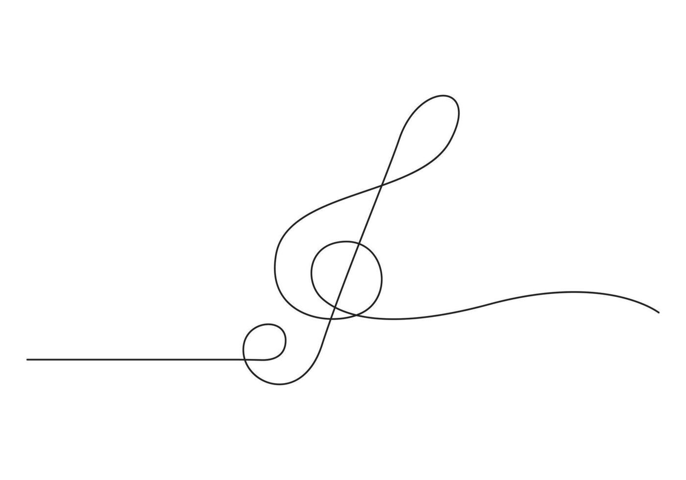 A treble clef and notes continuous one line drawing premium illustration vector