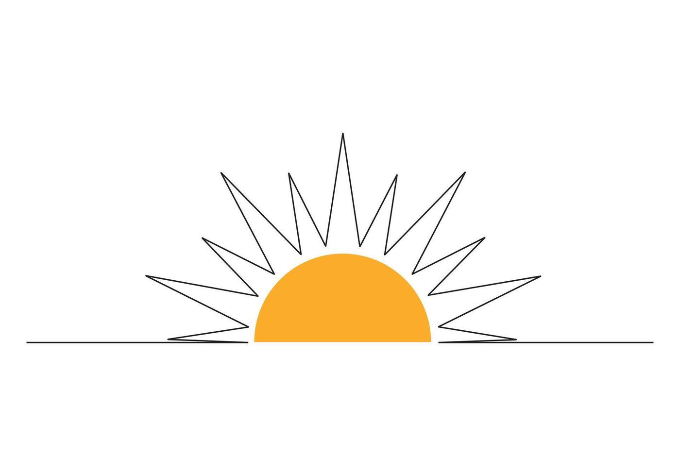 Sun continuous one line drawing sunset and sunrise outline pro illustration vector