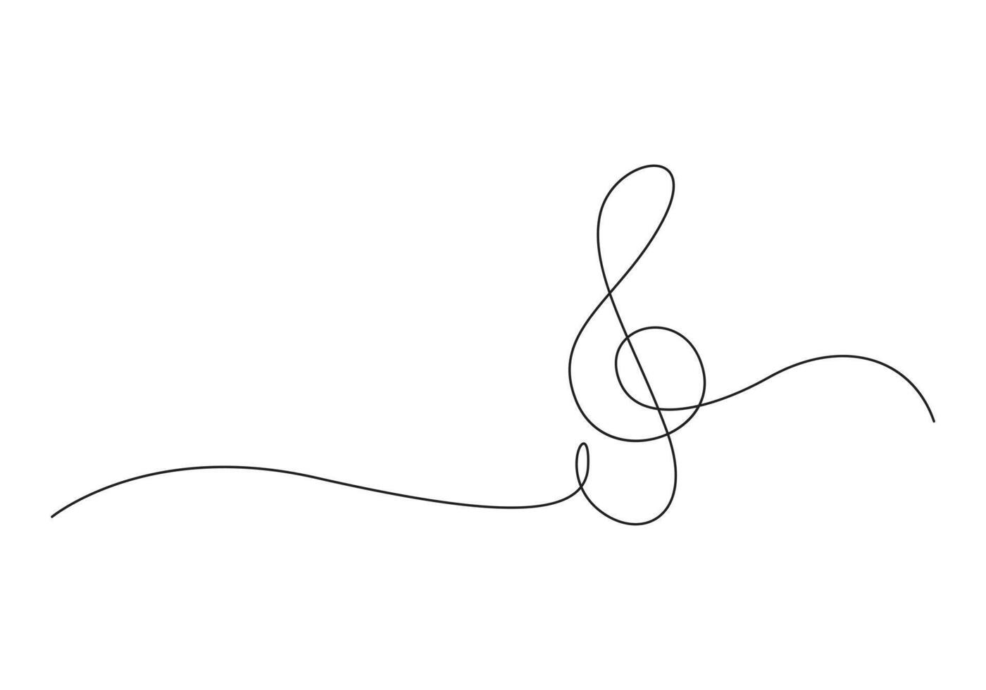 A treble clef and notes continuous one line drawing premium illustration vector