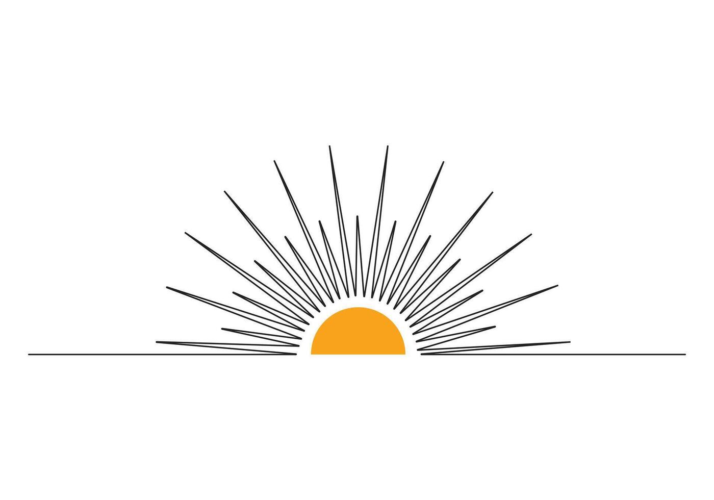 Sun continuous one line drawing sunset and sunrise outline pro illustration vector
