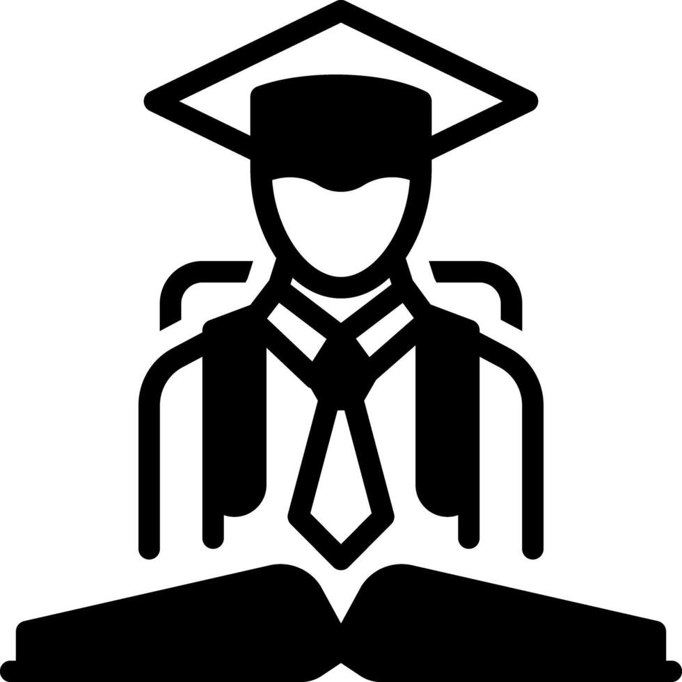 Solid black icon for student vector