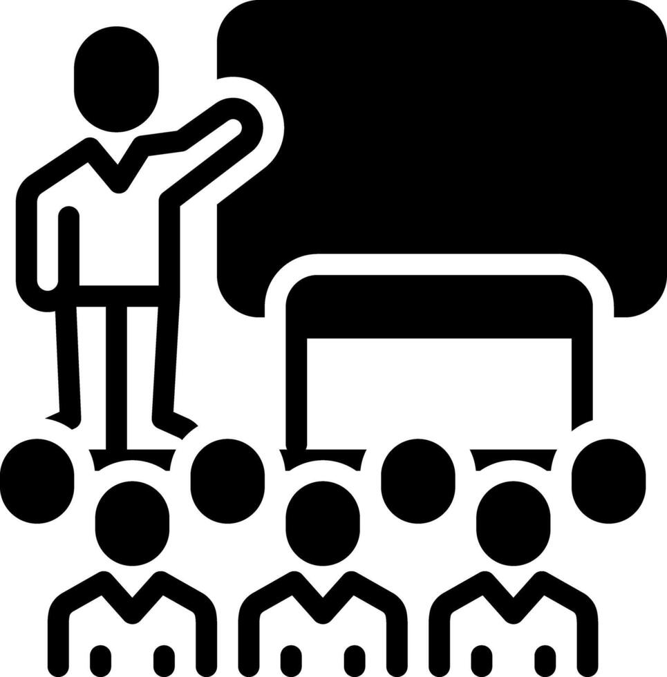 Solid black icon for seminar vector